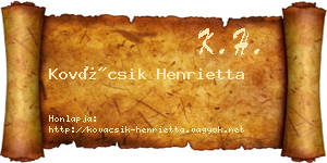Kovácsik Henrietta névjegykártya